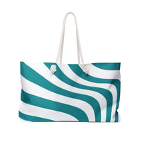 Retro Psychedelic Green and White Weekender Bag