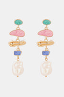 Abnormal Shape Zinc Alloy Synthetic Pearl Dangle Earrings