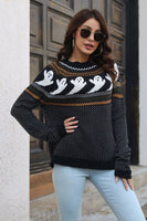 Ribbed Round Neck Long Sleeve Pullover Sweater