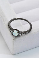 925 Sterling Silver Round Opal Ring