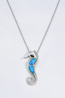 Opal Seahorse 925 Sterling Silver Necklace