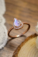 Moonstone Teardrop 925 Sterling Silver Halo Ring