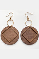 Geometrical Shape Wooden Dangle Earrings