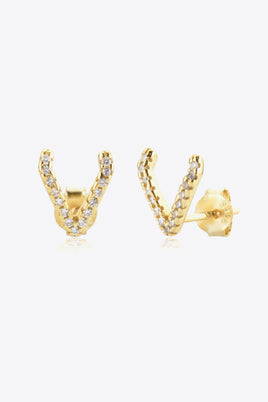 Zircon Letter V Stud Earrings