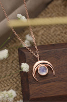 High Quality Natural Moonstone Moon Pendant 925 Sterling Silver Necklace