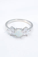 925 Sterling Silver Opal and Zircon Ring