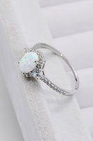 925 Sterling Silver Platinum-Plated Opal Ring