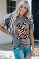 Leopard Bunny Graphic Cuffed Tee Shirt