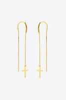 925 Sterling Silver Cross Threader Earrings