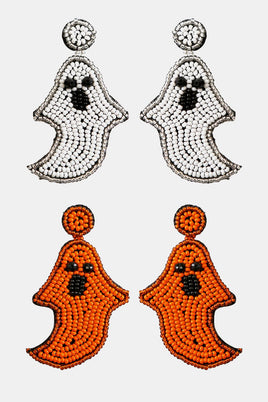 Ghost Shape Beaded Dangle Earrings