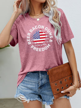 BEER BACON GUNS & FREEDOM US Flag Graphic Tee