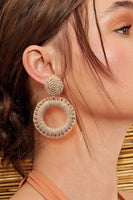 Round Shape Raffia Grass Dangle Earrings