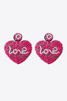 LOVE Beaded Heart Earrings