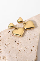 14K Gold Plated Double Heart Stud Earrings