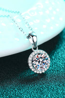 Adored Chance to Charm 1 Carat Moissanite Round Pendant Chain Necklace