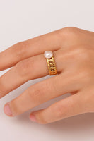 Pearl Stainless Steel Open Ring