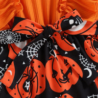 Round Neck Ruffle Trim Halloween Theme Dress