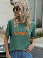 Full Size Round Neck Short Sleeve Jack-O'-Lantern Graphic T-Shirt