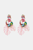 Leaf & Flower Shape Zinc Alloy Dangle Earrings