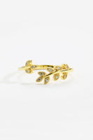 Inlaid Zircon Leaf-Shaped Open Ring