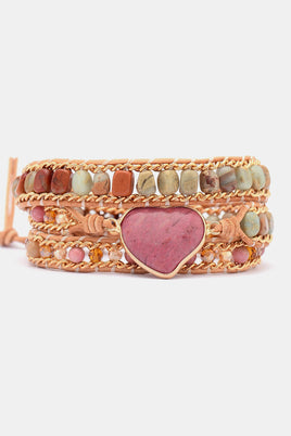 Handmade Heart Shape Triple Layer Beaded Bracelet