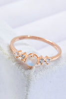 Natural Moonstone and Zircon 18K Rose Gold-Plated Ring