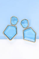 Geometrical Shape Zinc Alloy Frame Resin Dangle Earrings