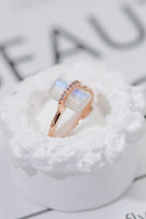 Natural Moonstone Platinum-Plated Ring