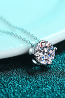 1 Carat Moissanite Round Pendant Necklace