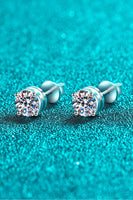 2 Carat Moissanite Rhodium-Plated Stud Earrings