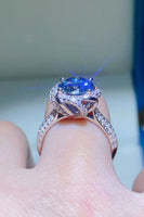 2 Carat Cobalt Blue Moissanite 925 Sterling Silver Ring