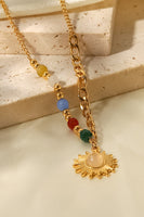 Opal Sun Shape Pendant Necklace