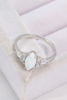 Opal and Zircon Platinum-Plated Ring