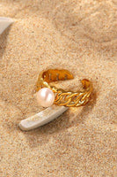 Pearl Stainless Steel Open Ring