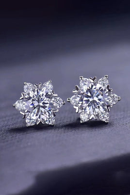 2 Carat Moissanite Floral Stud Earrings