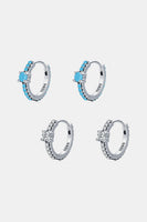 925 Sterling Silver Artificial Turquoise Huggle Earrings