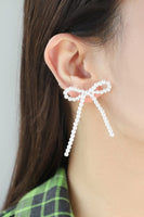 Bow-Shaped Pearl Earrings