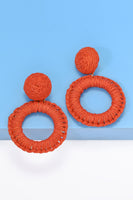 Round Shape Raffia Grass Dangle Earrings