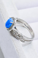 2-Piece 925 Sterling Silver Opal Ring Set