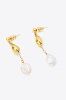 18K Gold-Plated Two-Tone Pearl Drop Earrings