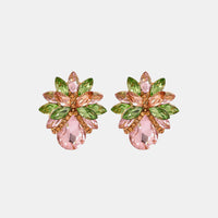 Flower Shape Glass Stone Stud Earrings