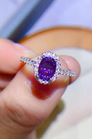 925 Sterling Silver 1 Carat Purple Moissanite Ring