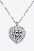 925 Sterling Silver 1 Carat Moissanite Heart Pendant Necklace