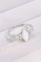 Opal and Zircon Platinum-Plated Ring