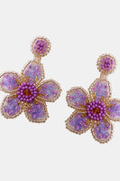 Flower Shape Beaded Dangle Earrings