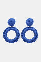 Round Shape Raffia Grass Dangle Earrings