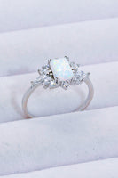 925 Sterling Silver Zircon and Opal Ring