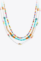 Multicolored Bead Necklace Three-Piece Set