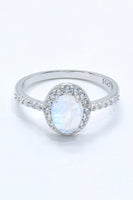 925 Sterling Silver Natural Moonstone Halo Ring