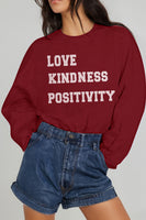 Simply Love Full Size LOVE KINDNESS POSITIVITY Graphic Sweatshirt